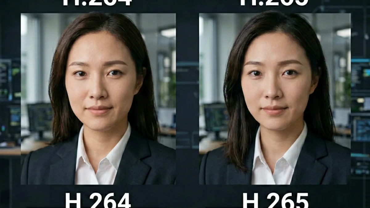 av123 - 不同视频编码格式H.264与H.265在同等画质下的文件体积与加载速度对比示意图